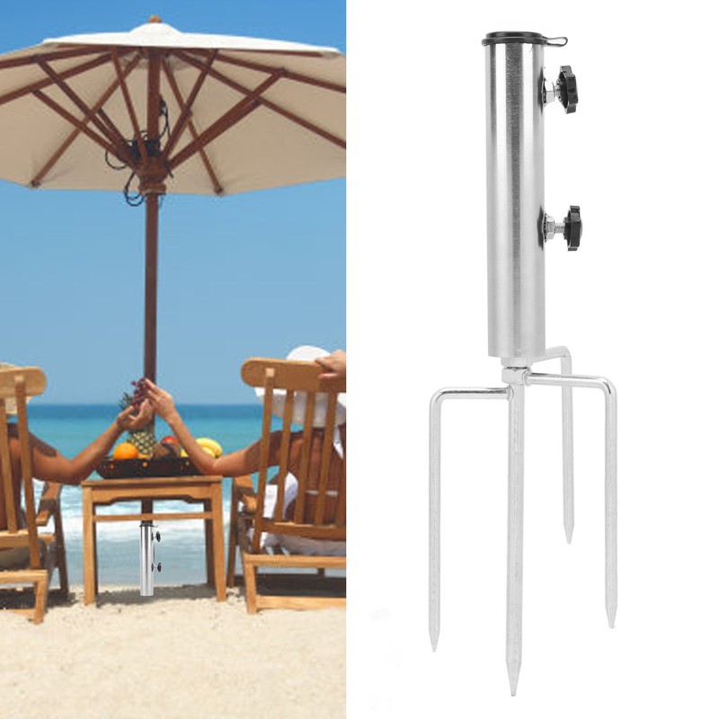 Steel Garden Parasol Spike Inground Umbrella Holder with 4 Prong