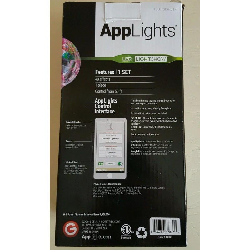 LightShow Gemmy LightShow AppLights Projection Spot Light Stake