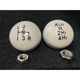 Vintage K5 SM465 NP205 Pearl White Billet Aluminum T-Case & Transmission Shift Knob Set