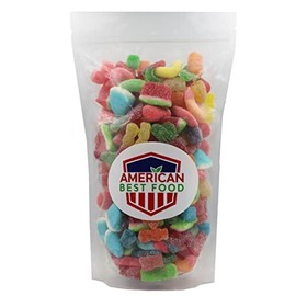 American Best Food, Assorted Sour Mix Gummy Candy Bulk, Sour Kids, Assorted Cubes, Watermelon Slices, Sour Gummy Bears, Sour Twin Cherries, Sour Gummy Pufflettes & Gummy Neon Rings (5 lb)