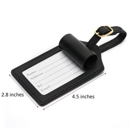Luggage Tag PU Leather for Suitcase Baggage Handbag Travel Bag Label Suitcase Tag Label Tag w. Name Card & Privacy Cover (S)
