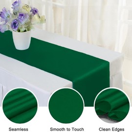 10 Pack Satin Table Runner, 12 x 108 Inch Long Table Runners, for Rectangle Tables, for Wedding, Birthday Party Banquets Graduation Engagements Decoration (Green)