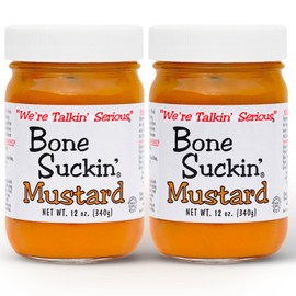 Bone Suckin' Sauce Mustard, Non GMO, Gluten and Fat Free, Great Tasting Condiment (2 Count, Original)