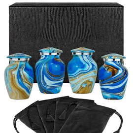 Trupoint Memorials Cremation Urns for Human Ashes - Decorative Urns, Urns for Human Ashes Female & Male, Urns for Ashes Adult Female, Funeral Urns - Ocean, 4 Small Keepsakes