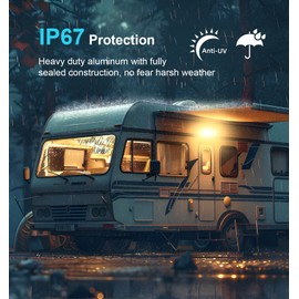 WanDwel 1400LM LED RV Exterior Porch Light - Aluminum Utility Camper Lighting Fixture with Clear/Amber Color 12V IP67 Outdoor Floodlight Replacement for Trailer, 5th Wheels (No Switch)