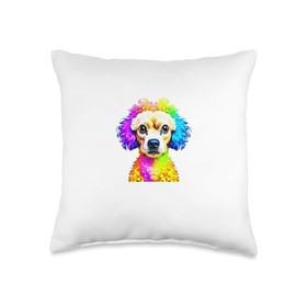 Toy Poodle Gifts & Toy Poodle Merch & Accessories Pop Splash Art Toy Poodle Throw Pillow, 16x16, Multicolor