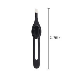 Caishun 2PCS Black Wide Grip Slant Tweezers/Hand Filing Tip 95mm Stainless Steel Eyebrow Clip Multifunctional Hair Plucking Beauty Tool