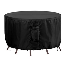 OutdoorLines Outdoor Waterproof Patio Table Furniture Set Covers - Round Couch Sectional Cover Outside Weatherproof Patio Furniture Covering for Deck, Lawn and Backyard 62" Dia x 28" H, Black