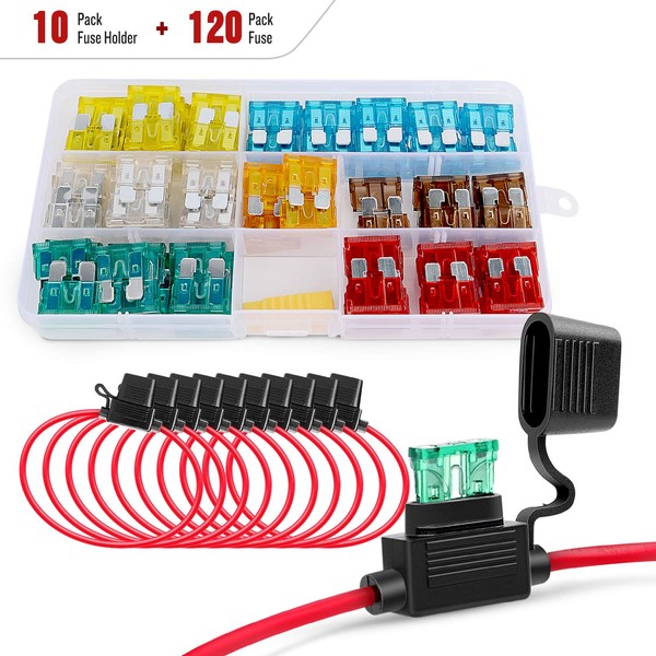 Nilight Nilight - 50029R 120 Pcs Standard Blade Fuse 5A/7.5A/10A/15A/20A/25A/30A