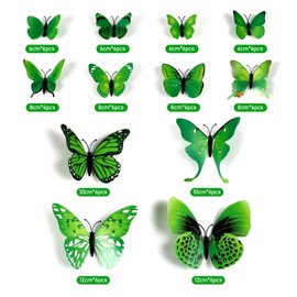 HDKAJL 72 Green 3D Butterfly Wall Stickers, Durable Butterfly Wall Stickers, Removable Stickers for DIY Decor/Bedroom/Home Decoration or Festive/Party Decoration