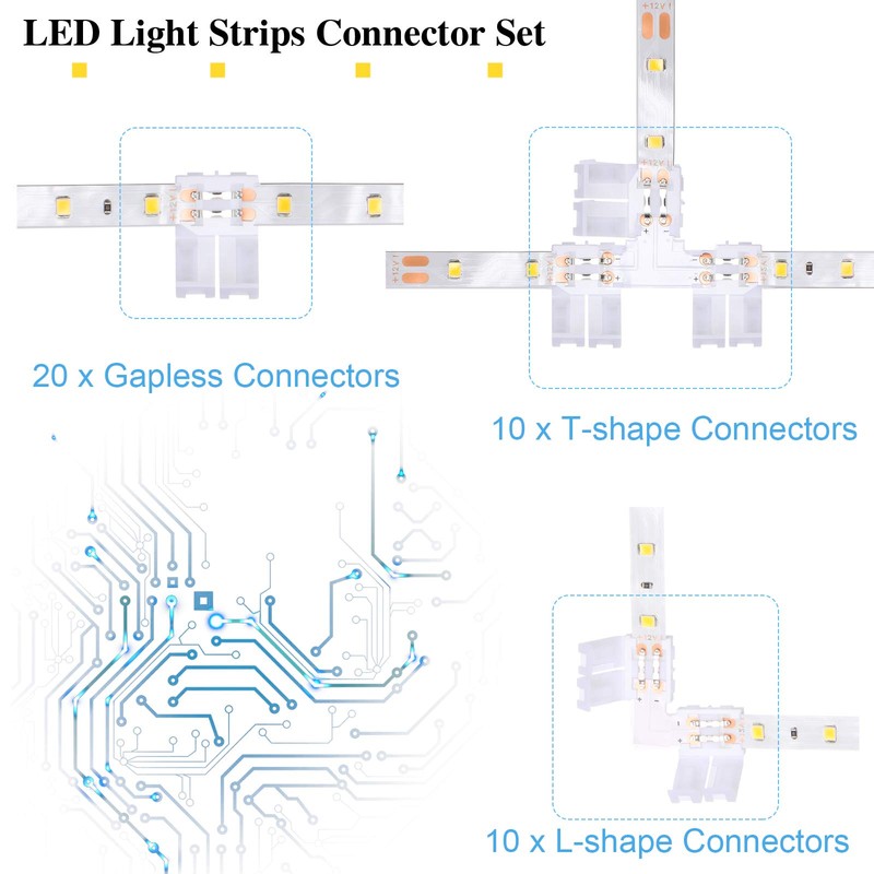 Mudder 40 Pieces 2 Pin LED Strip Connectors Lights Connector