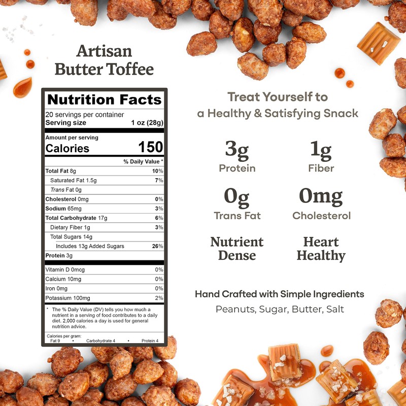 Belmont Peanuts Gourmet Butter Toffee Candied Peanuts, 20 oz (2