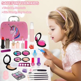 Kids Makeup Sets, Washable Makeup Kit Toys for Girls 5-8, Little Girls Real Makeup Kit for Children Princess, Christmas Birthday Gift Toys for Girl 4 5 6 7 8 9 10 11 12 13 Year Old 28PCS