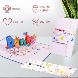 LINPOPUP® N242 Pop-Up Card Thank You Greeting Card, Thank You Cards for Wedding, Confirmation, with Envelope, Thank You with Heart