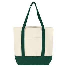 sourcing map Canvas Tote Bag with Zipper,1Pcs 16" x 14" x 4" Reusable Canvas Bag Tote Bag with an External Pocket, Stylish Canvas Tote Bags - Multipurpose Canvas Shopping Bag (Dark Green)