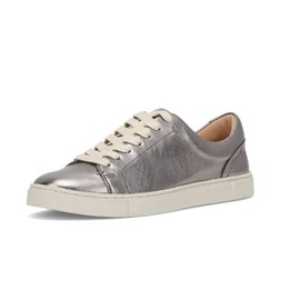 Frye Ivy Low Lace Sneakers for Women Crafted from Soft, Vintage Italian Leather with Removable Molded Footbed, Leather Lining, and Contrast White Rubber Outsoles, Dark Pewter - 8M