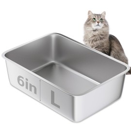 EGMEHOAD Stainless Steel Litter Box-Metal Litter Box for Cats Easy to Clean,Metal Cats Toilet Kitten Litter Pan,Large Litter Boxes for Cat/Kitty/Rabbits,Non Stick, No Smell