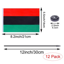 ZXvZYT Afro American Flag Banner Afro American Desk Flag Set Small Mini Pan African Office Table Stick Flags with 12" Solid Pole Black Stand Base Decorations (12 Pack)