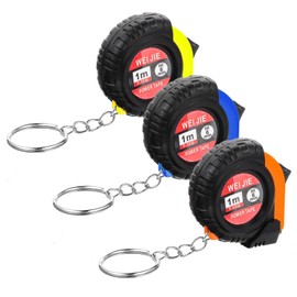 JIYIN 3 Pcs Mini Keychain Tape Measure, 1m/3Ft Portable Retractable Steel Tape Metric/Inch Keychain Tape with Slide Lock for Body Measure