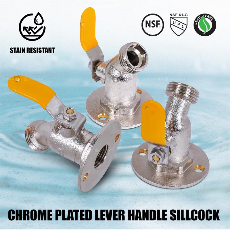 Midline Valve S3538-5 Sillcock Hose Bibb with Oversized Flange; 3/4