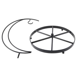 Gorise Moon Shaped Banana Stand with Hook Rust-Resistant Metal Fruit Display Stand for Kitchen Countertops Desktop Organizer Key and Jewelry Hanger (33cm Height, Black)