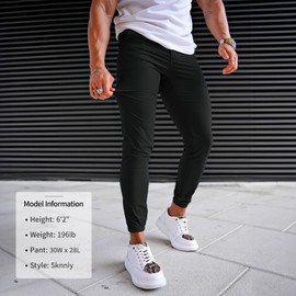 GINGTTO Mens Twill Casual Jogger Pants Chino Skinny Lightweight Workout Pants for Men Skinny Tapered Black 28