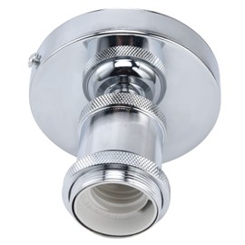 Vintage E26 E27 Lamp Socket, Antique Ceiling Lamp Holder with Accessories for Kitchen Bedroom Living Room 100‑240V(Silver)