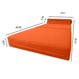 Danfuton Orange Sleeper Chair Folding Foam Bed, Foldable Sleepover Beds 6 x 36 x 70