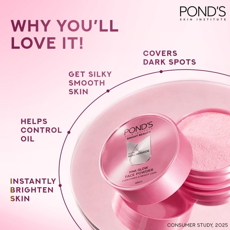 POND's Natural Glow Face Matte Powder, Pink Glow, 30g, For