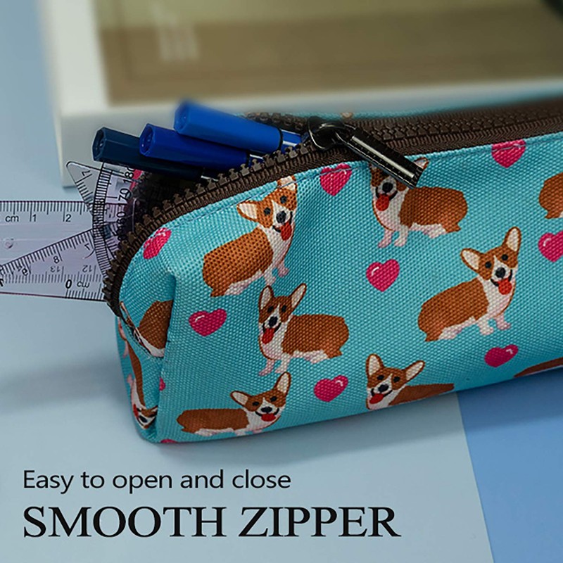 LParkin Corgi Dogs Students Super Large Capacity Canvas Pencil Case