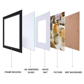 KTKDE 5x7 Black Picture Frames, Display Pictures 4x6 photo with Mat or 5x7 photo without Mat,Real Glass - Modern Style Wood Composite Frame for Table Top and Wall Mounting