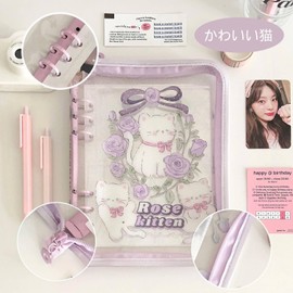 BetterJonny Sticker, Transparent, Large Size, 6-Hole Storage Binder, Star Pattern Seal Binder Girls, Removable, Refill, 20 Transparent Sleeves, Sticker Storage Album, Collect, Organize, Exhibition