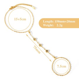 TOFBS Bracelet for Women 18K Stainless Steel Stylish Bracelets Boho Beads Finger Ring Bracelet Vintage Layered Finger Ring Bracelet Jewellery Gift, Stainless Steel