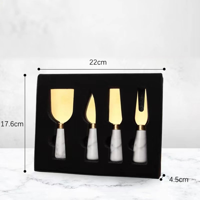 Marble Cheese Knife Set of 4 Gold Marble Handle Butter