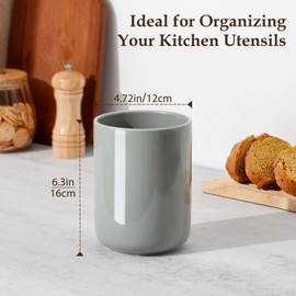 NUTRIUPS Kitchen Utensil Holder, 6.3in Ceramic Utensil Holder for Kitchen Counter, Stable Cooking Utensil Crock, Spatula Holder for Farmhouse Countertop