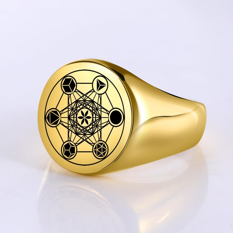 UNIFT Metatron’s Cube Ring for Men Women Stainless Steel Angel
