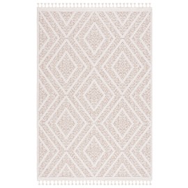 SAFAVIEH Global Collection Area Rug - 8' x 10', Light Beige & Brown, Design, Non-Shedding & Easy Care, Indoor/Outdoor & Washable-Ideal for Patio, Backyard, Mudroom (GLB218B)