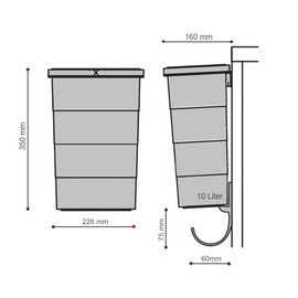 Hailo Multifunctional Bin 1220355 | ReadyBin 13 Litres | with Lid and Bin Bag Holder | 380 x 192 x 242 mm | Plastic Dark Grey (Light Grey, Height 350-10 Litres)