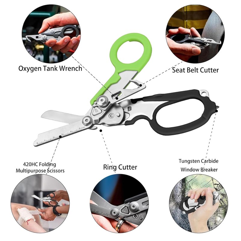 Rescue Scissors, Trauma Scissors, 6-in-1 Foldable Trauma Scissors, Emergency Scissors,