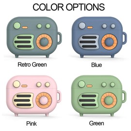Case for Airpods,Cute Gramophone Silicone Protective Cover Skin Compatible with AirPods 2 & 1 (Retro Green for Pro)