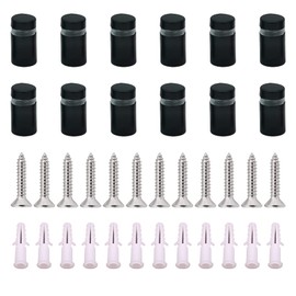 UFURMATE Standoff Screws, 12Pcs Wall Sign Standoff Screws Advertising Nail Glass Standoff Mounts Advertisement Fixings Bolts for Glass Posters, Picture Frames (12 x 20mm,Black)