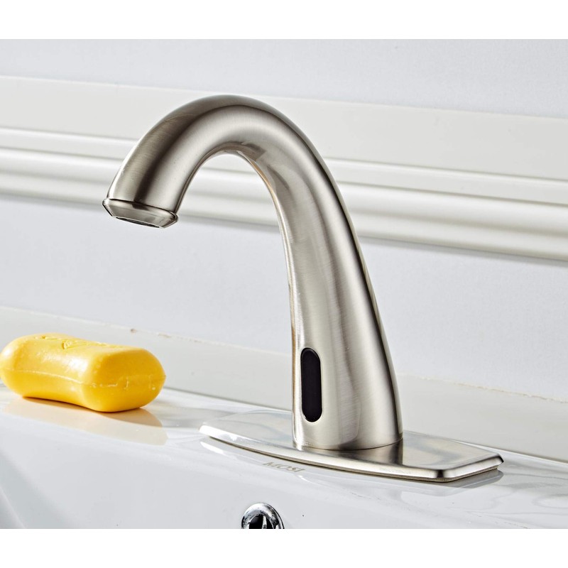 HHOOMMEE Commerical Automatic Touchless Bathroom Sink Faucet Brush Nickle Motion