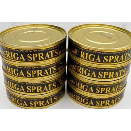 Sprats Riga Smoked (12 Pack) Gold Star 5.6 Oz Tins in vegetable Oil Latvia
