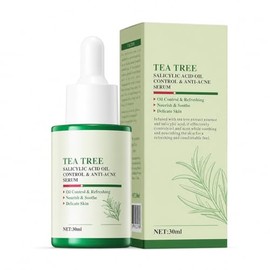 Serum Facial de Árbol Té con Ácido Salicílico 30ml, Suero Ligero Gotero para Rutina Diaria Cuidado, Textura Fresca para Piel Apariencia Grasa, Uso Externo