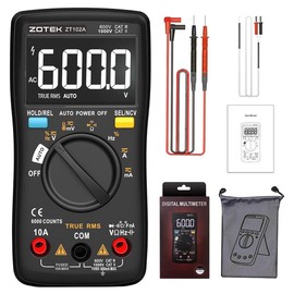 ZOYI ZT-102A Digital Multimeter, 6000 Counts, True RMS, Dual-Mode Auto/Manual, AC 550V Protection, NCV, and Double Fuse Safety,AMeter voltage tester