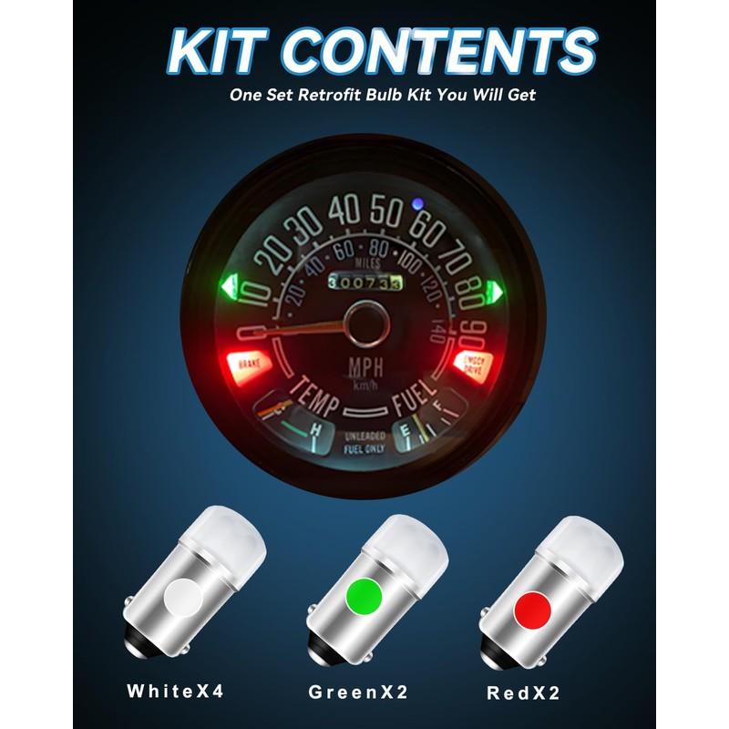 Keiurot Speedometer Cluster LED Retrofit Bulb Kit Replacement Led Bulb