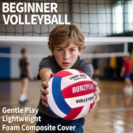 RUN2PEAK Light Soft Beginner Volleyball - Lightweight Soft Foam Composite Cover Training Ball, Official Size 5 - Gentle on Arms, Safe for Indoor Play, Youth Practice, or Recreational Games