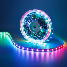 KXZM 5V 16.4ft/5M WS2812B Individually Addressable RGB LED Strip 300 Pixels 5050 SMD Dream Color No-Waterproof IP20 White PCB LED Strips for DIY Decoration(Controller and Power Supply Not Included)