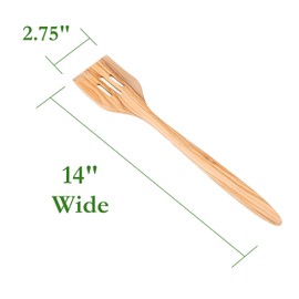 Lipper International Olive Wood Slotted Spatula for Cooking, Mixing, and Serving, 14" Long