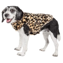 Pet Life Luxe 'Poocheetah' Ravishing Designer Spotted Cheetah Patterned Mink Fur Dog Coat Jacket
